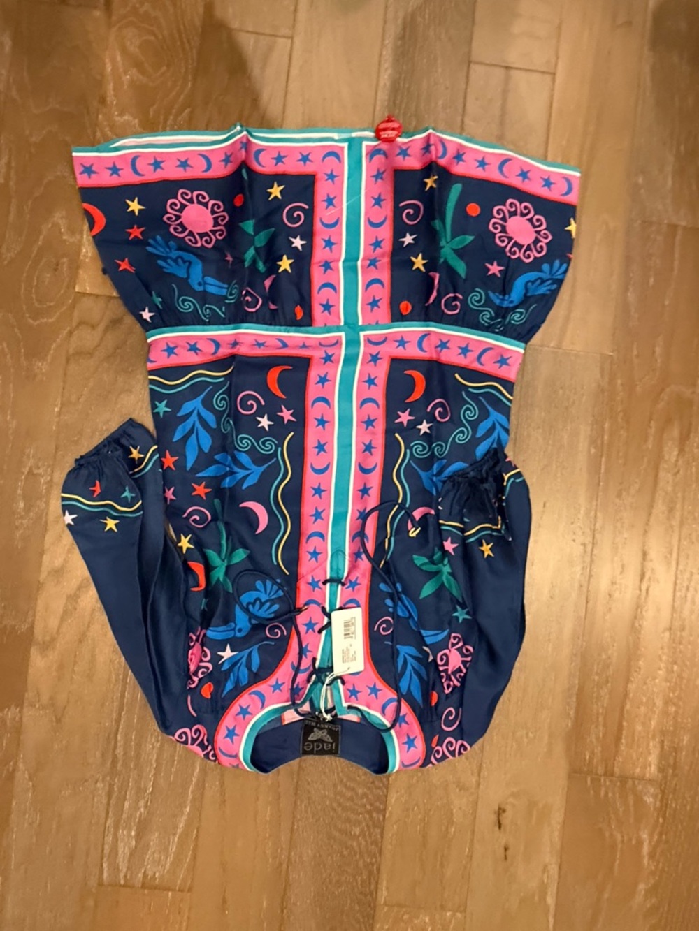 Johnny Was Navy Multicolor Silk-Blend Selena Dress - Picture 7 of 12